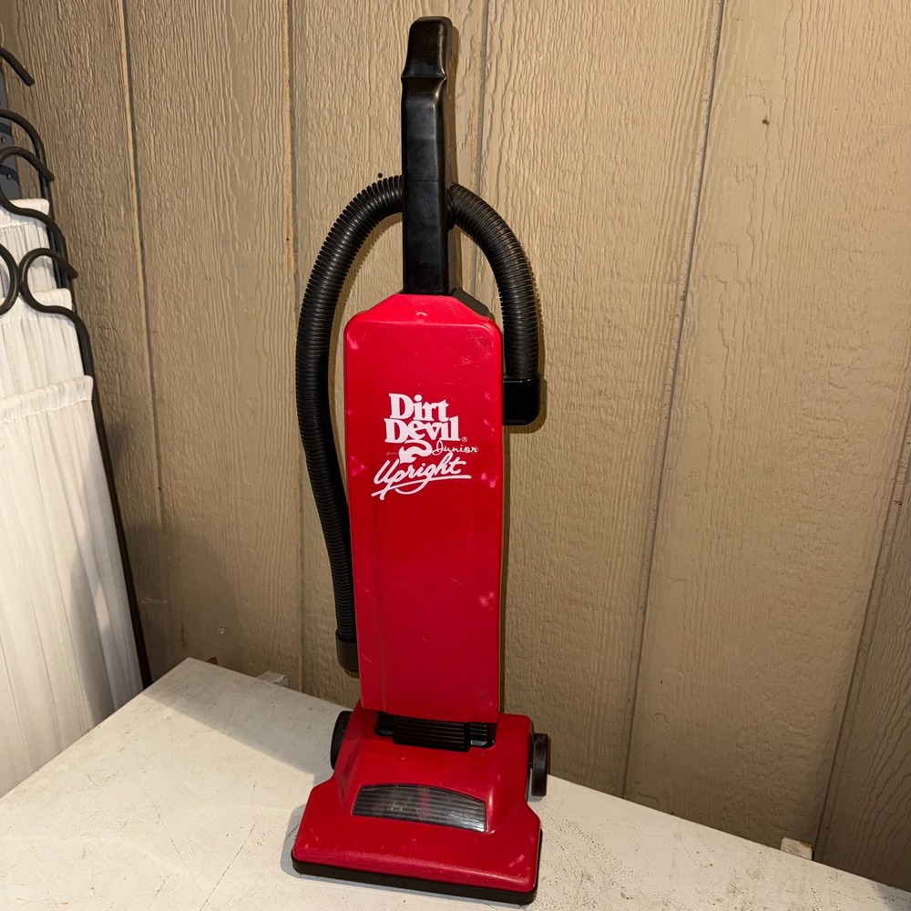 Vintage Dirt Devil Junior Upright Toy Vacuum with Hose Working Sounds Red